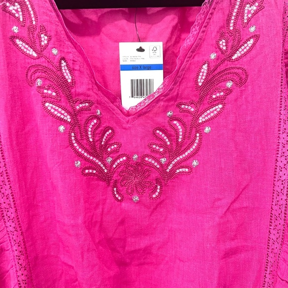 Nine West Pink Dolman Sleeve Embellished Blouse 1X - Picture 8 of 9